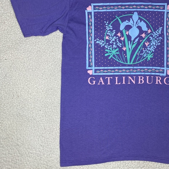 Vintage 1988 Jerzees Gatlinburg Pastel Floral T-Shirt: Size Medium - Picture 4 of 10